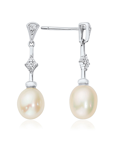 Waterford Jewelry Sterling Silver Drop Pearl Earrings With Stones Set Link