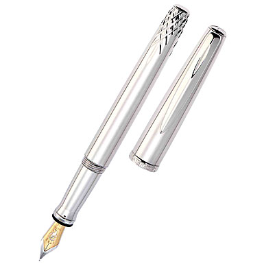 Waterford Lismore Fountain Pen, Platinum, Medium Nib