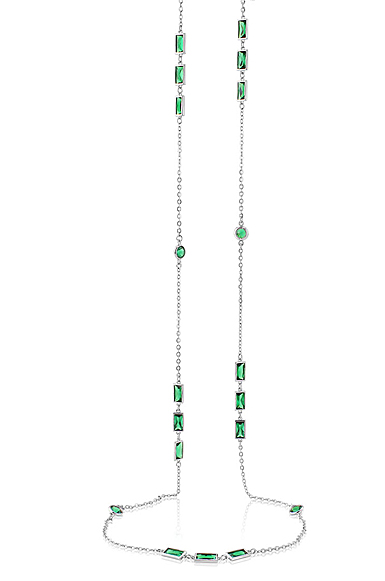Waterford Jewelry Sterling Silver Necklace White Double Layer With Created Emerald