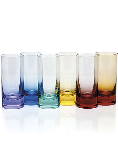 Moser Crystal Whisky Hiball 13.5 Oz. Set of 6 Rainbow Colors