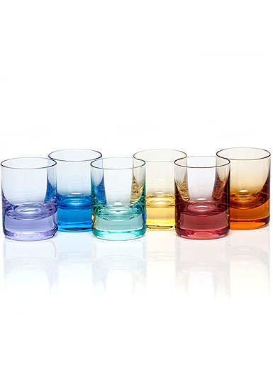 Moser Crystal Whisky Shot Glass 2 Oz. Set of 6 Rainbow Colors
