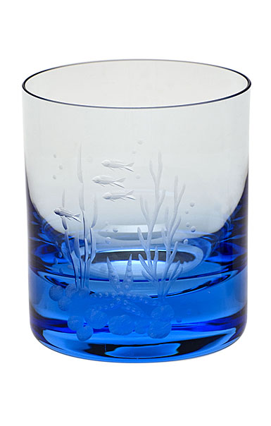 Moser Crystal Whisky D.O.F. 12.5 Oz. Ocean Life #3 - Aquamarine