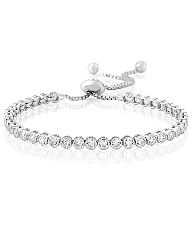 Waterford Jewelry Sterling Silver Wristwear White Rubover Crystal Contemp Tennis Bracelet