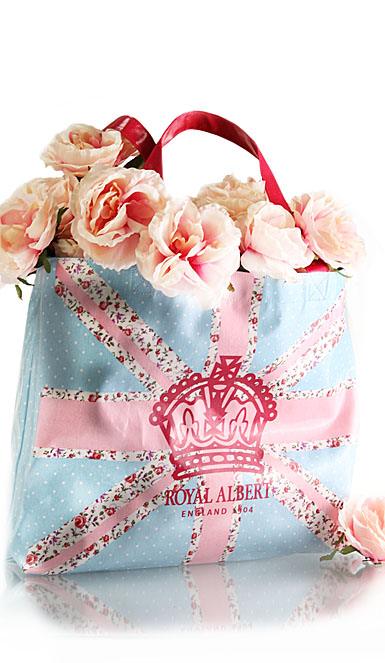 Royal Albert New Country Roses Plasticised Shopping Bag, Pastel Union Jack