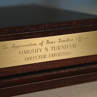 Hartmans Brass Plaque With Engraving 3 1/2"