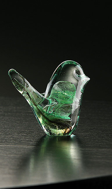 Cashs Ireland, Art Glass Forty Shades of Green, Bird Paperweight