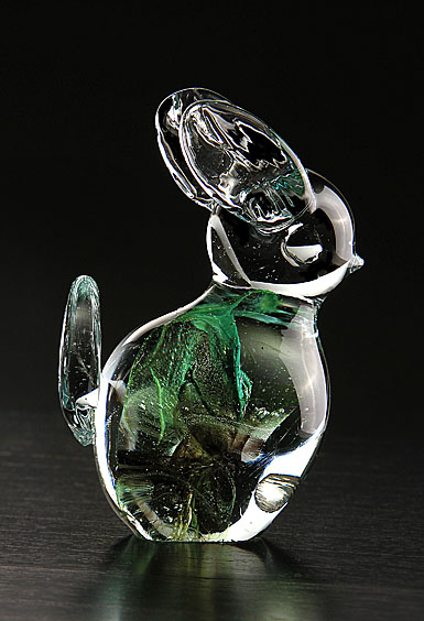 Cashs Ireland, Art Glass Forty Shades of Green, Bunny Rabbit Paperweight