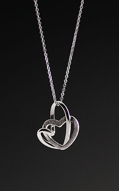 Cashs Ireland, Sterling Silver Two Hearts Pendant Necklace