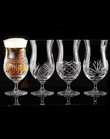 Cashs Ireland Craft Beer Ale Crystal Glasses, Mixed Patterns Set of Four