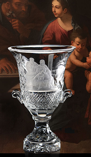 Cashs Ireland, Art Collection Barocci Renaissance Madonna with Infant 12" Vase, Limited Edition