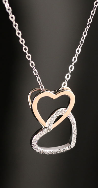 Cashs Ireland, Sterling Silver and Gold Happy Hearts Pendant Necklace