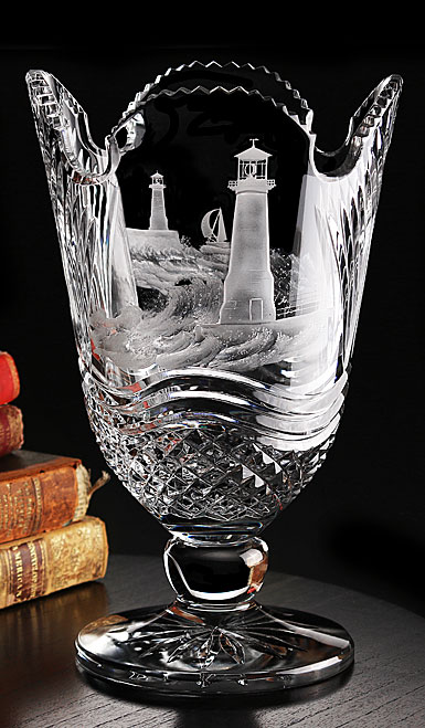 Cashs Ireland, Art Collection Lighthouse Series, By Hook or By Crook Crystal Vase, Limited Edition