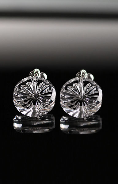 Cashs Ireland, Newgrange Pierced Round Crystal Earrings, Pair