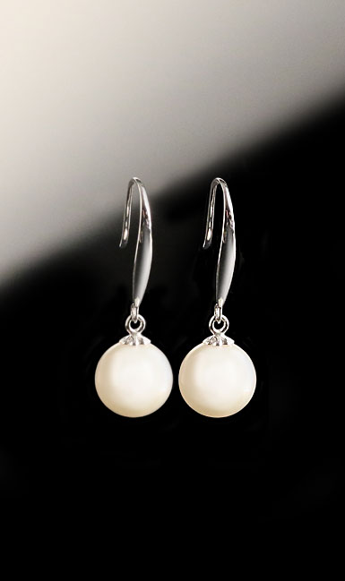 Cashs Ireland, Akoya White Seawater Perfect Round Pearl French Hook Earrings, Pair