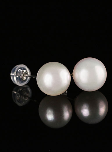 Cashs Ireland, Akoya White Saltwater Perfect Round Pearl Stud Earrings, Pair