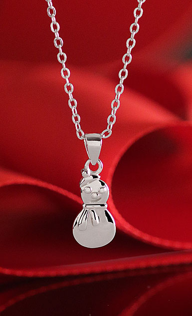 Cashs Ireland, Sterling Silver Snowman Christmas Necklace