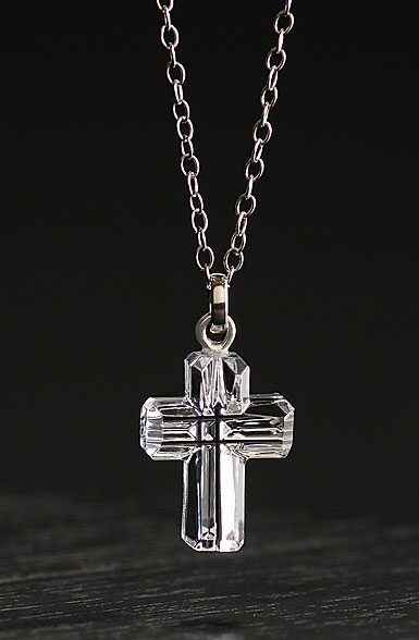 Cashs Ireland Crystal St. Brigid's Cross Pendant Necklace, Small