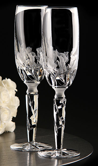 Cashs Ireland, Art Collection Wedding Bouquet Crystal Flutes Pair, Limited Edition