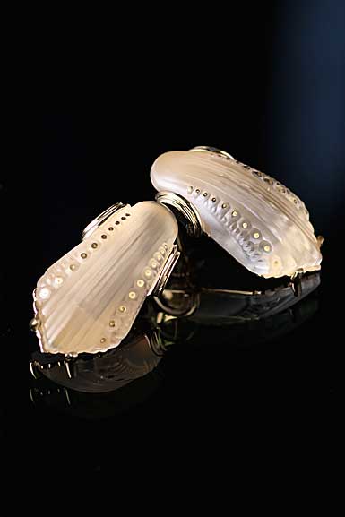 Lalique Icone Clip Earrings, Gold Vermeil