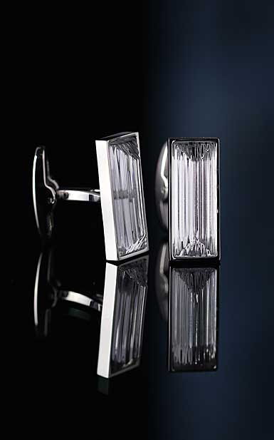 Lalique Rayonnante Crystal and Stainless Steel Cufflinks Pair, Clear