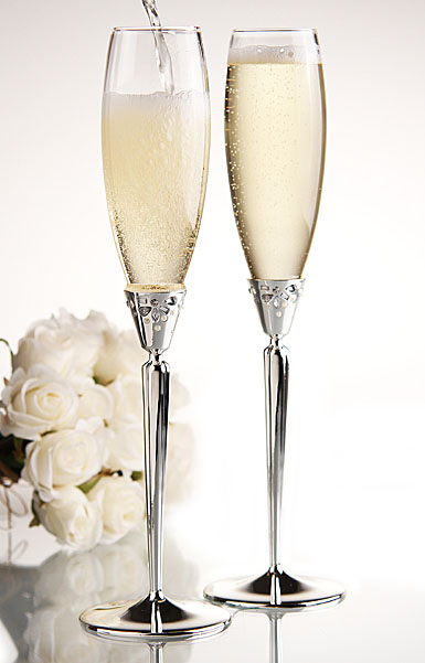 Monique Lhuillier Waterford Modern Love Collection, Toasting Flutes, Pair