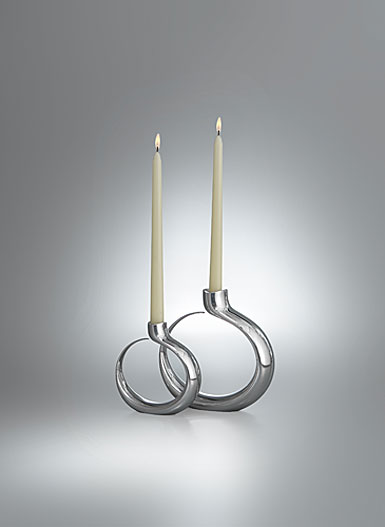 Nambe Globe Candlesticks - Pair