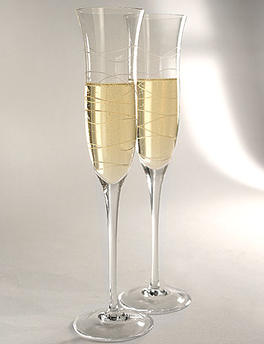 Nambe Motus Champagne Flutes, pair