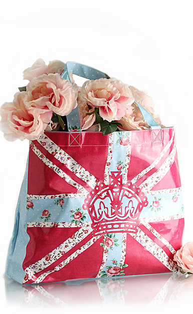 Royal Albert New Country Roses Plasticised Shopping Bag, Bright Union Jack