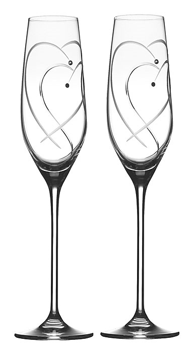 Royal Doulton Two Hearts Entwined Flutes, Pair