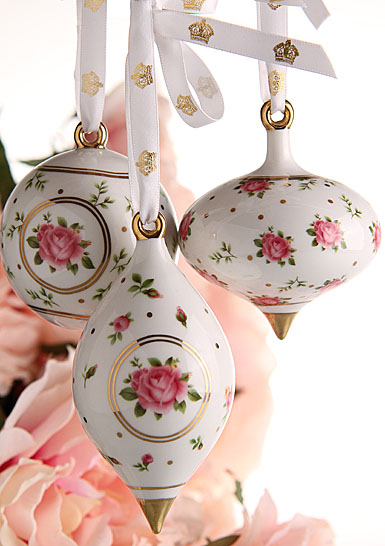 Royal Albert New Country Roses White Ornaments, Set of 3