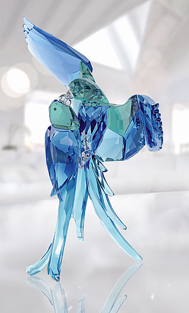 Swarovski Crystal, Paradise Blue Parrots Sculpture