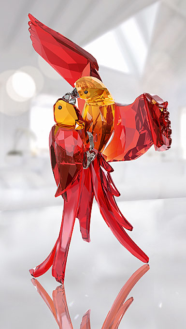 Swarovski Paradise Red Parrots Sculpture