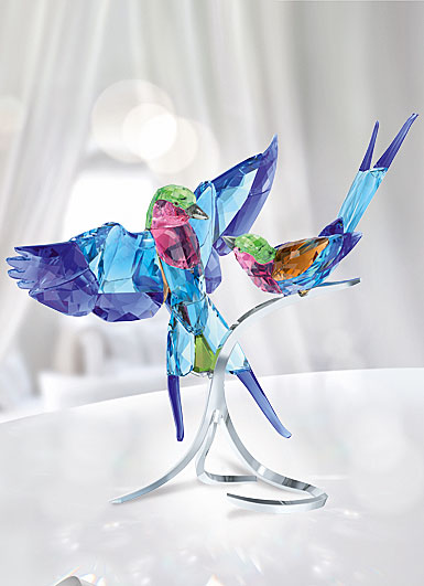 Swarovski Crystal Paradise Lilac-Breasted Rollers Sculpture