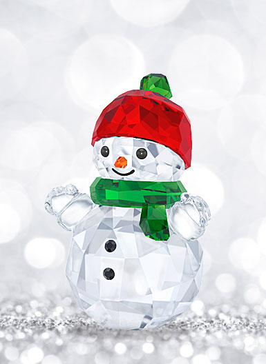 Swarovski Crystal, Snowman With Red Hat Crystal Figure