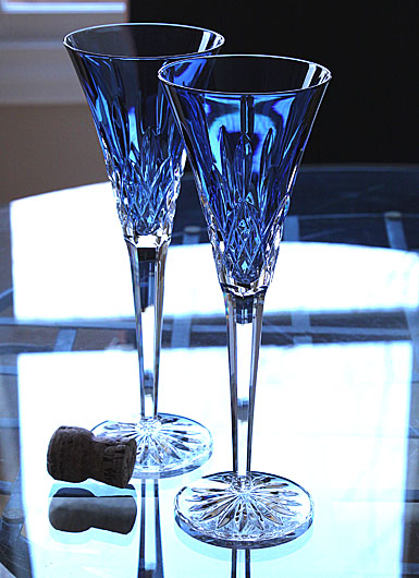 Waterford Lismore Sapphire Toasting Flute, Pair