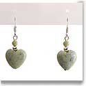 Cashs Ireland, Connemara Marble Sterling Silver Heart Earrings Pair