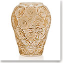 Lalique Anemones 13" Vase, Gold Luster