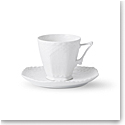 Royal Copenhagen White Fluted Full Lace Coffee Cup and Saucer