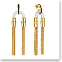 Lalique 1927 Pierced Earrings, Clear Crystal, 18k Gold Plated