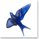 Lalique Hirondelles, Swallows Wall Sculpture, Sapphire Blue