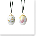 Royal Copenhagen Spring Collection Egg, Water Lilly Buds And Petals Ornament, Set of 2