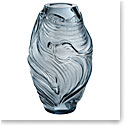 Lalique Poissons Combattants Aquatique 12.5" Vase, Persepolis Blue