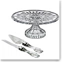 Waterford Lismore Footed Cake Plate and Knife and Server Set