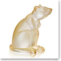 Lalique Zodiac Rat Sculpture, Gold Luster
