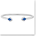 Lalique Paon Flexible Silver Bangle Bracelet, Blue Crystal, Small