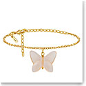 Lalique Papillon Bracelet, Gold Plated, Peach Crystal, Large