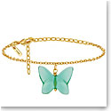 Lalique Papillon Bracelet, Gold Plated, Green Crystal, Large