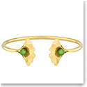 Lalique Ginkgo Flexible Bracelet Gold and Antinea Green Crystal, Small