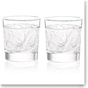 Lalique Owl Old Fashioned Tumblers, Pair