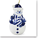 Spode 2024 Blue Italian Christmas Snowman Ornament